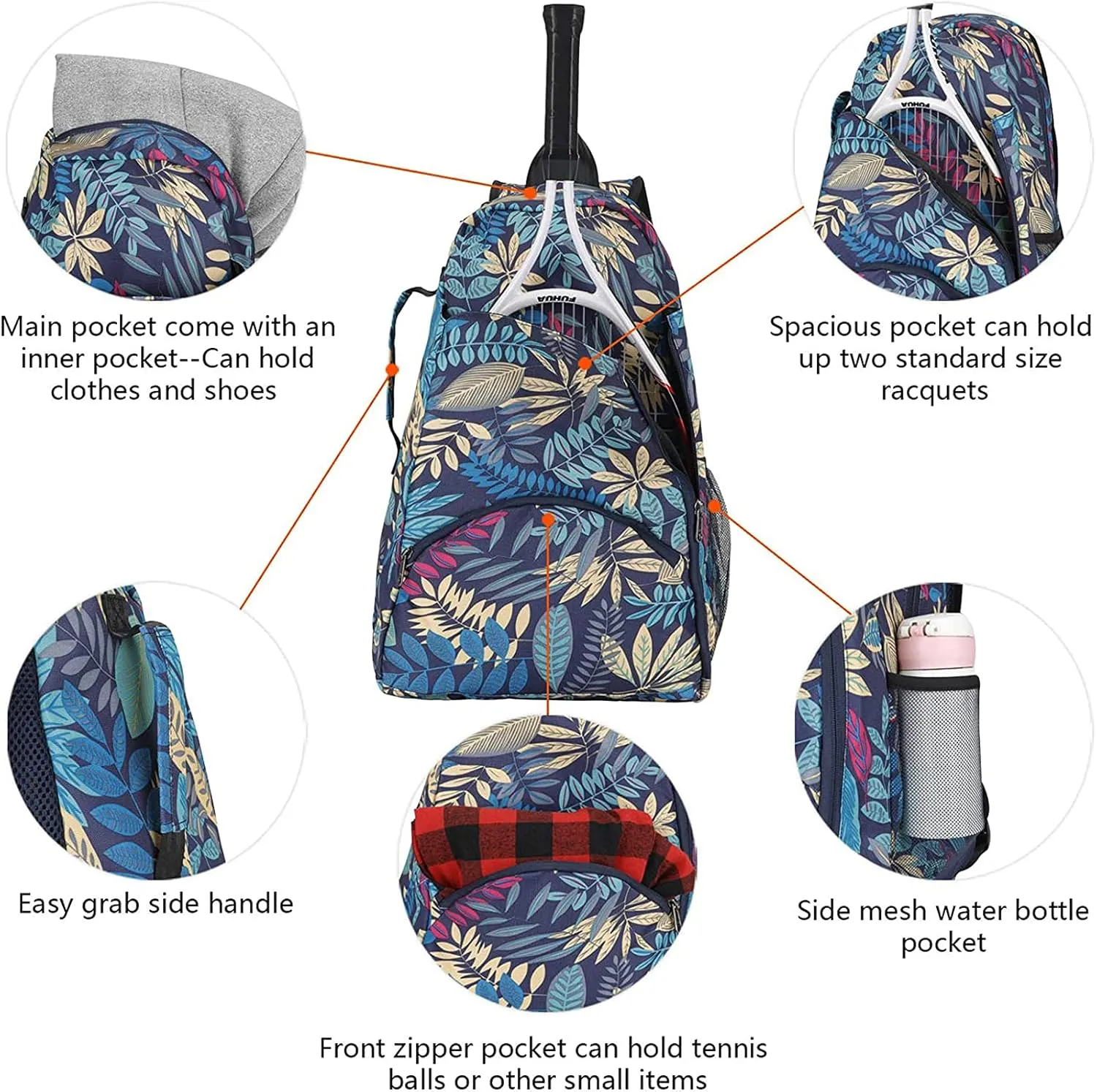 Tennis Bag Tennis Backpack - Tennis Bags for Women and Men to Hold 1 or 2 Tennis Rackets/Racquets, Multifunctional Sports Bag