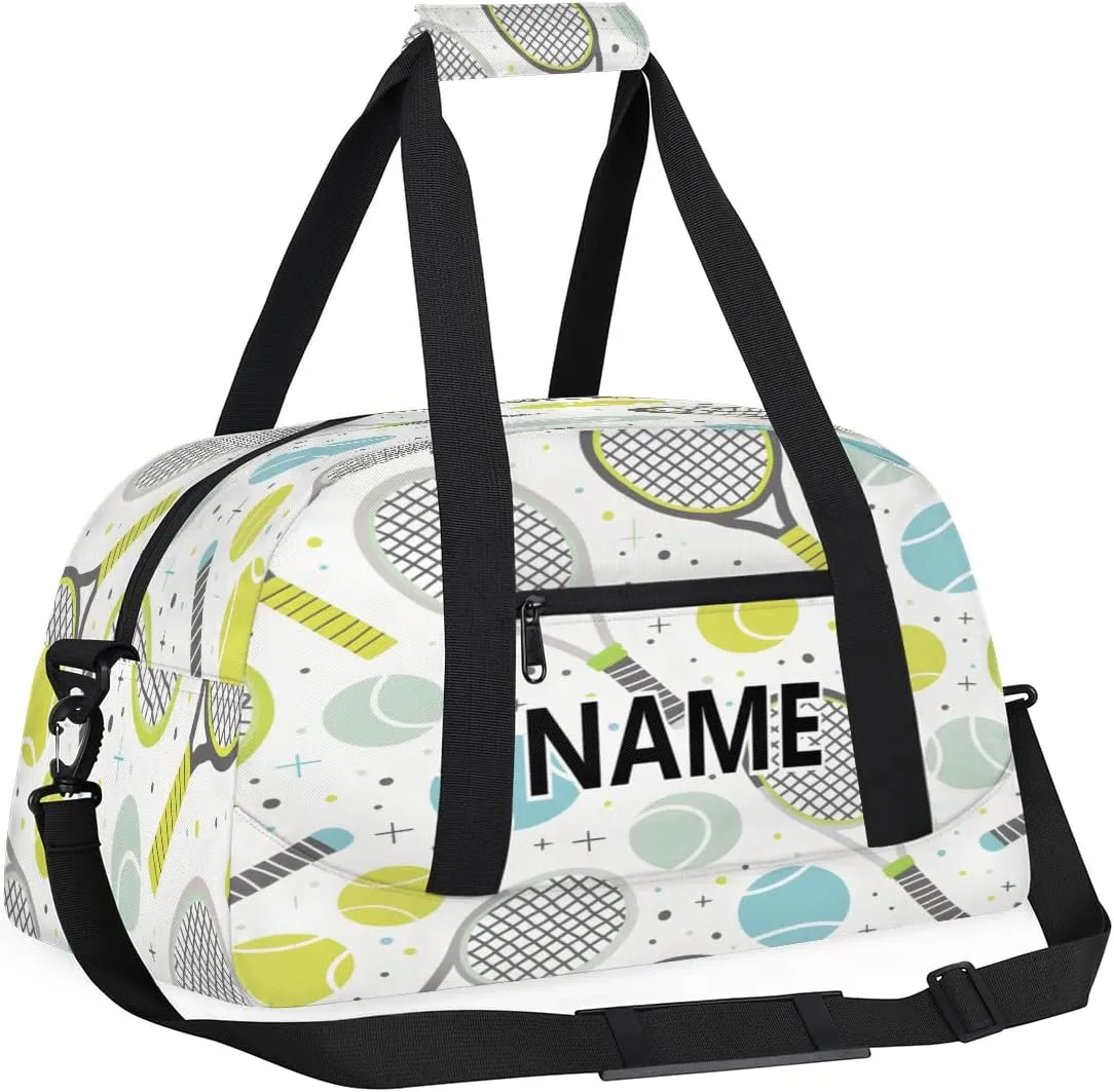 Tennis Custom Small Gym Bag 18 inch for Women Men Personalized Tennis Carry On Overnight Weekender Bag for Travel Work Dance Sport