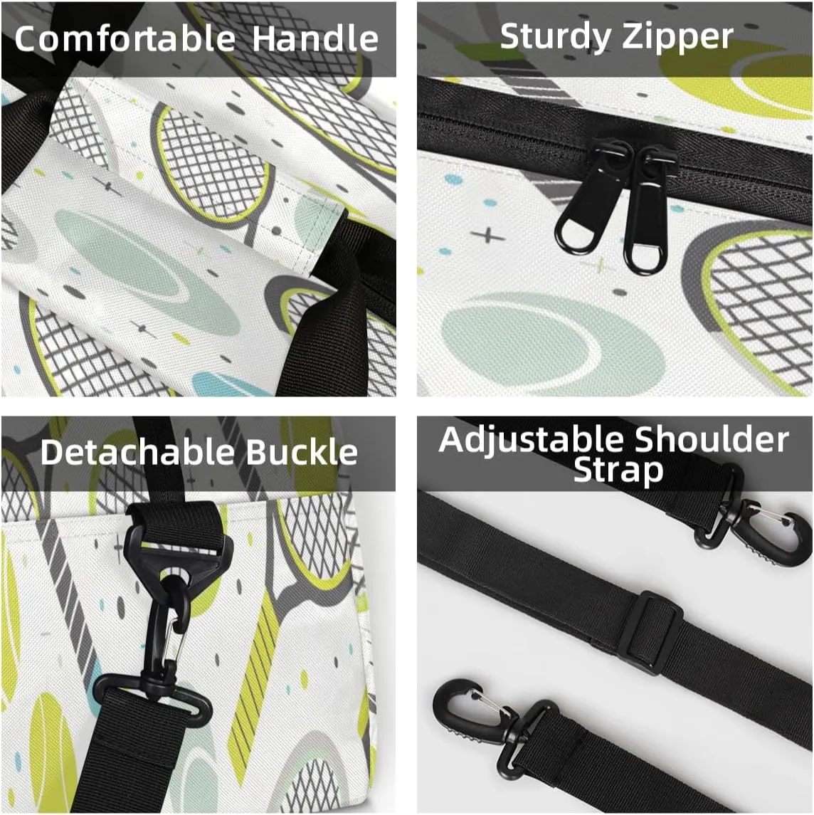 Tennis Custom Small Gym Bag 18 inch for Women Men Personalized Tennis Carry On Overnight Weekender Bag for Travel Work Dance Sport