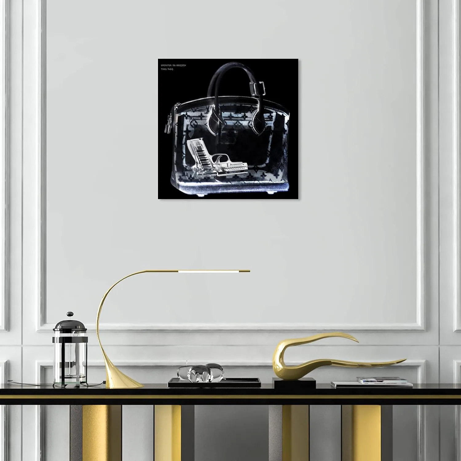 The Oliver Gal Artist Co. Fashion and Glam Wall Art Canvas Prints 'Couture X Ray' Handbags Home Décor, 16 in x 16 in, Black, White