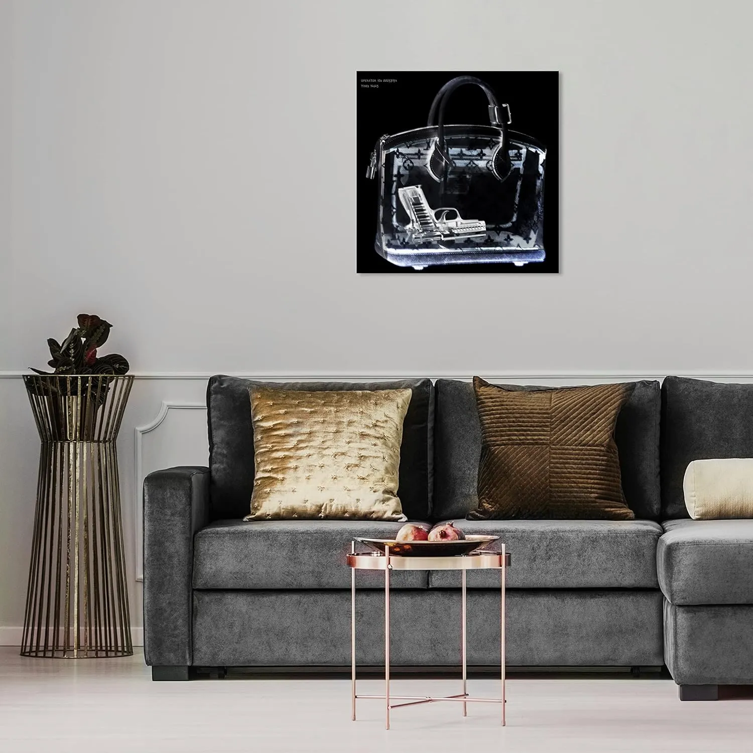 The Oliver Gal Artist Co. Fashion and Glam Wall Art Canvas Prints 'Couture X Ray' Handbags Home Décor, 16 in x 16 in, Black, White