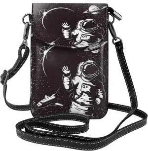 The Race to Space Print Small Crossbody Bags for Women Leather Cell Phone Purses Mini Leather Shoulder Handbag Adjustable Strap