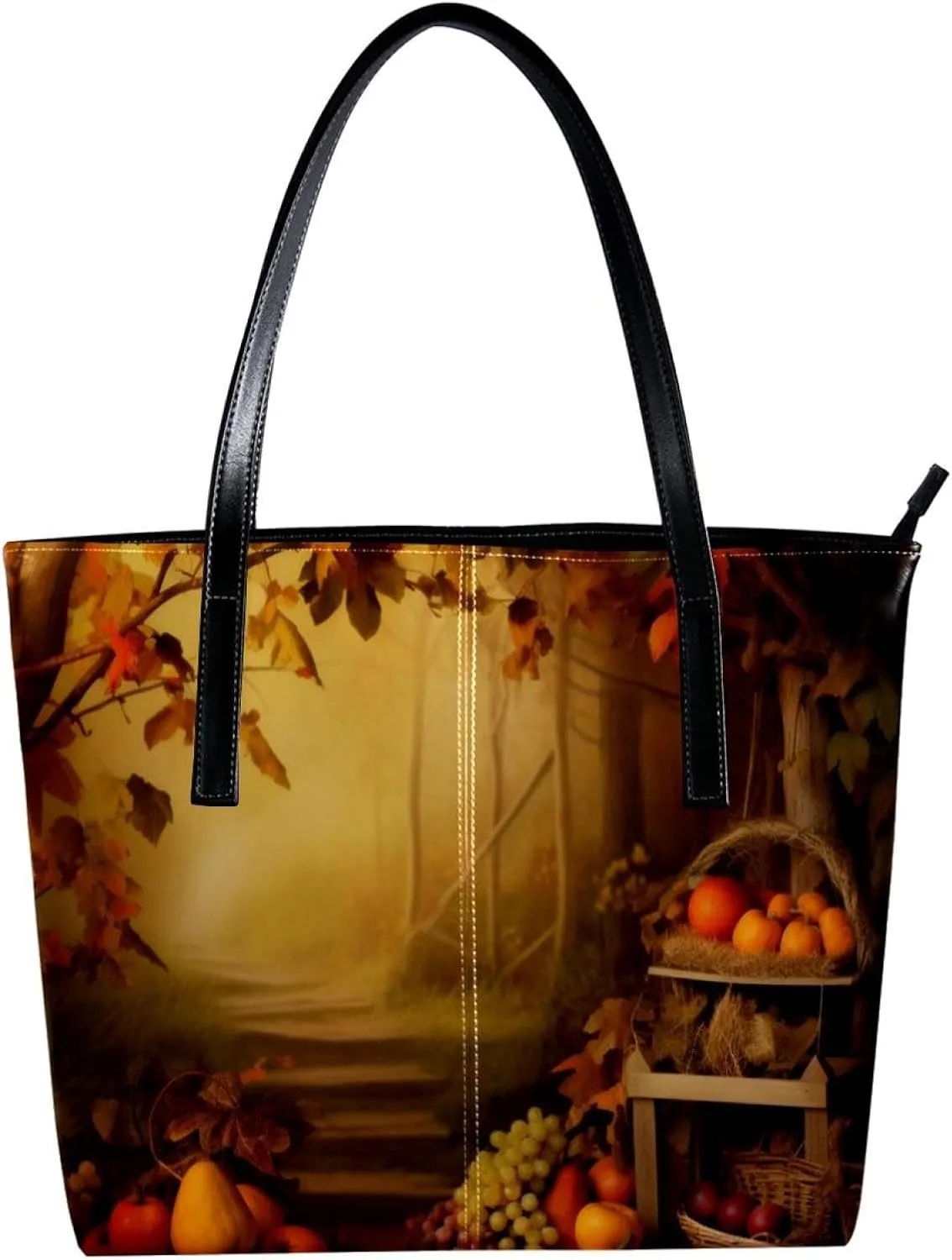 The Tote Bag For Women,Bags For Women,Reusable Shopping Bags,Autumn Forest Harvest Fruit Handbags