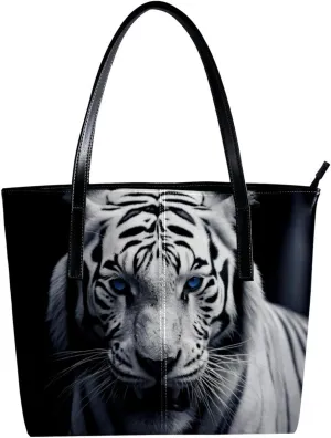 The Tote Bag For Women,Bags For Women,Reusable Shopping Bags,Black and White Tiger Handbags