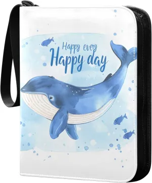 This Is A Lovely and Simple Minimalist Illustration Cr Card Binder 4 Pocket Trading Card Binder Portable Cards Collection Book with Zipper