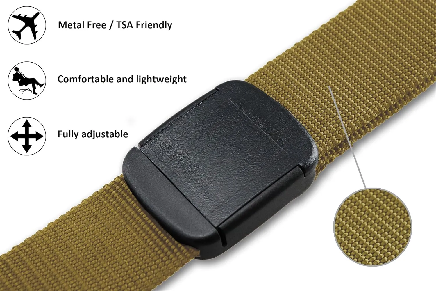 Thomas Bates Nylon Outdoor Hiker Belt Easy Trim Webbing for Perfect Fit Up to Size 42in Heavy Duty Plastic Adjustable Buckle