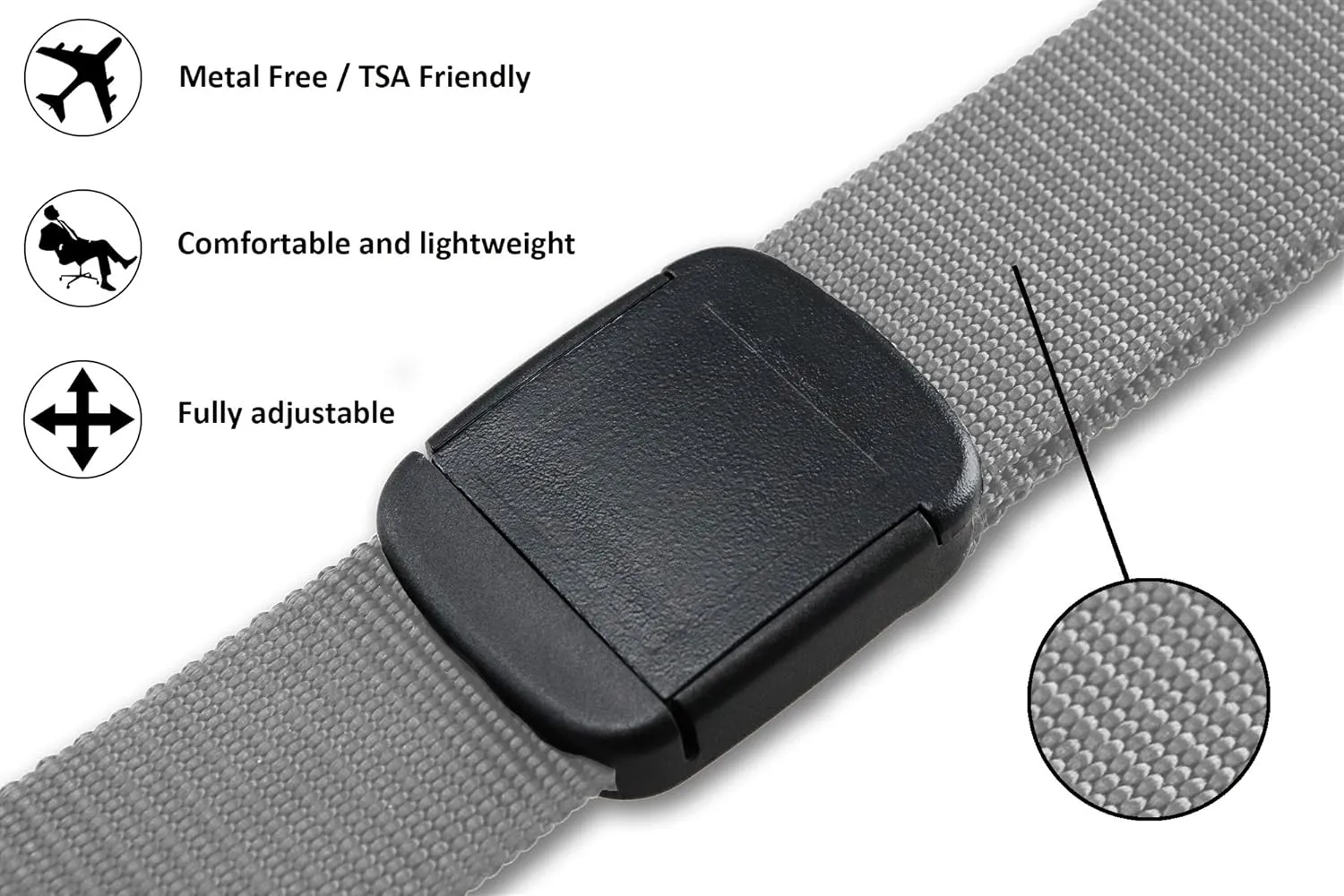 Thomas Bates Nylon Outdoor Hiker Belt Easy Trim Webbing for Perfect Fit Up to Size 42in Heavy Duty Plastic Adjustable Buckle