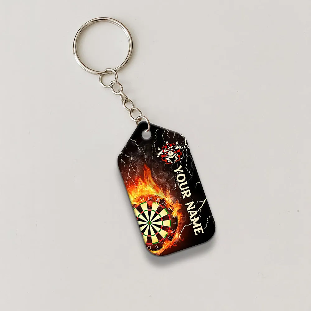 Thunder Flame Bullseye Dartboard Personalized Name 3D Dragon And Darts Keychain For Dart Team Player