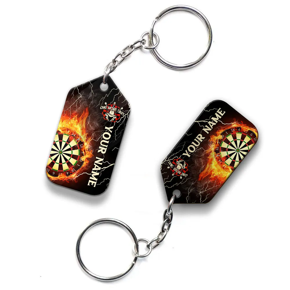 Thunder Flame Bullseye Dartboard Personalized Name 3D Dragon And Darts Keychain For Dart Team Player
