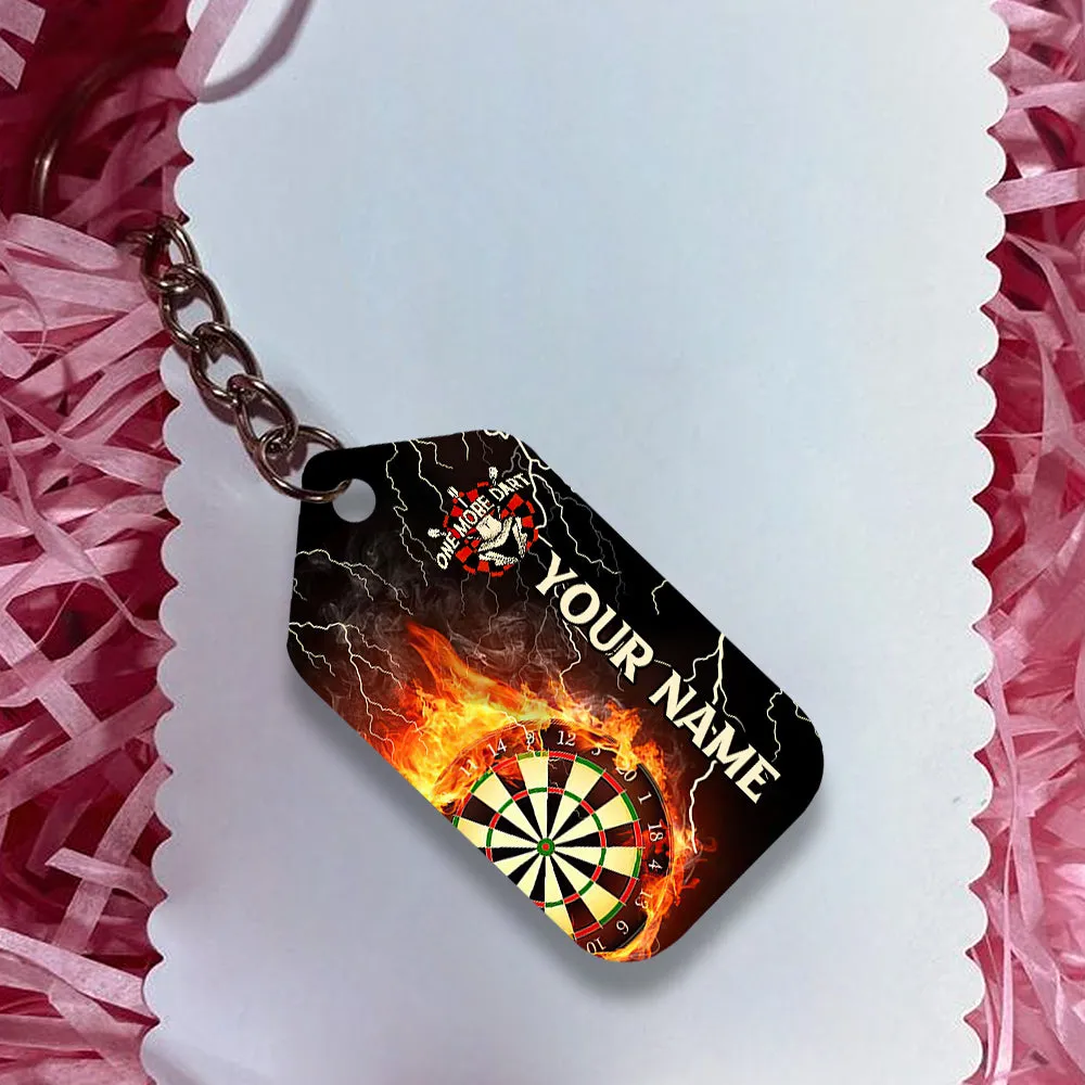 Thunder Flame Bullseye Dartboard Personalized Name 3D Dragon And Darts Keychain For Dart Team Player