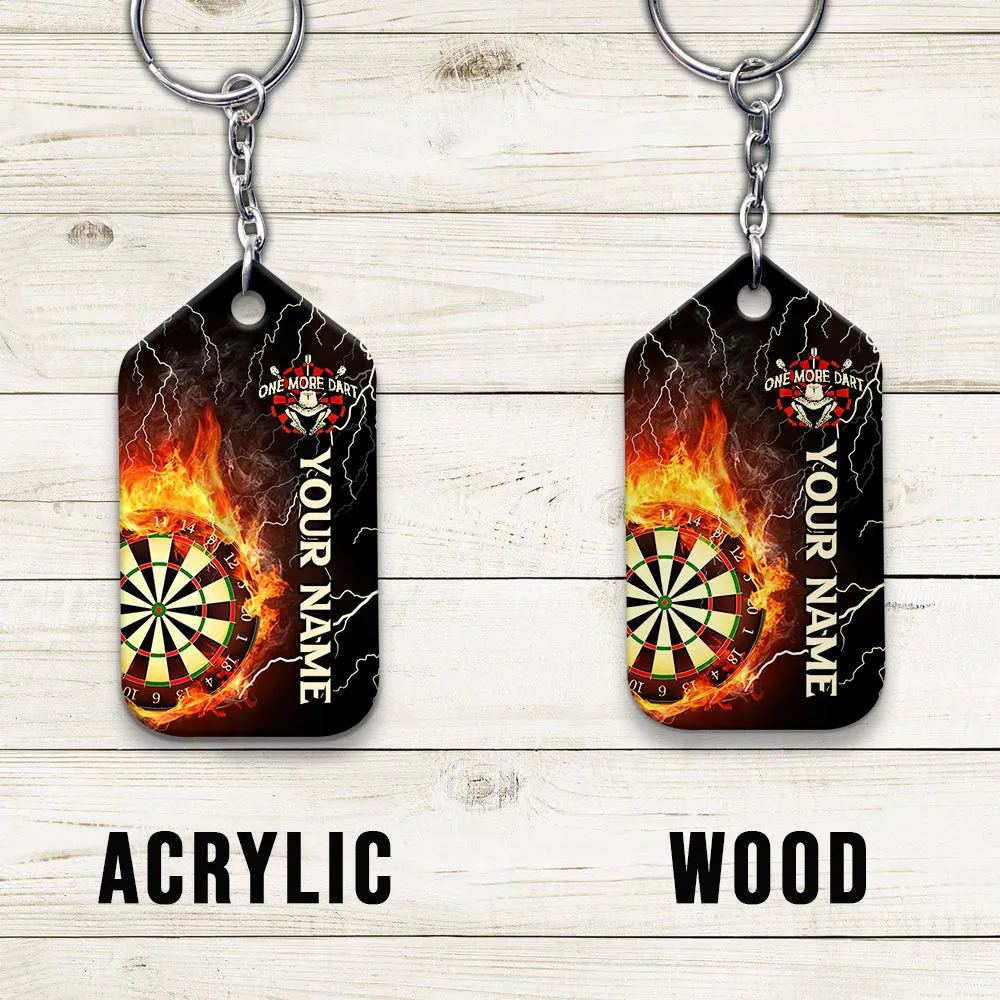 Thunder Flame Bullseye Dartboard Personalized Name 3D Dragon And Darts Keychain For Dart Team Player