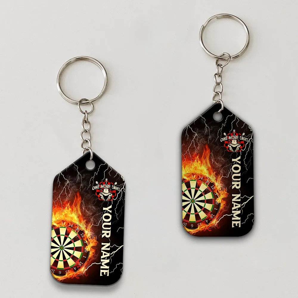 Thunder Flame Bullseye Dartboard Personalized Name 3D Dragon And Darts Keychain For Dart Team Player