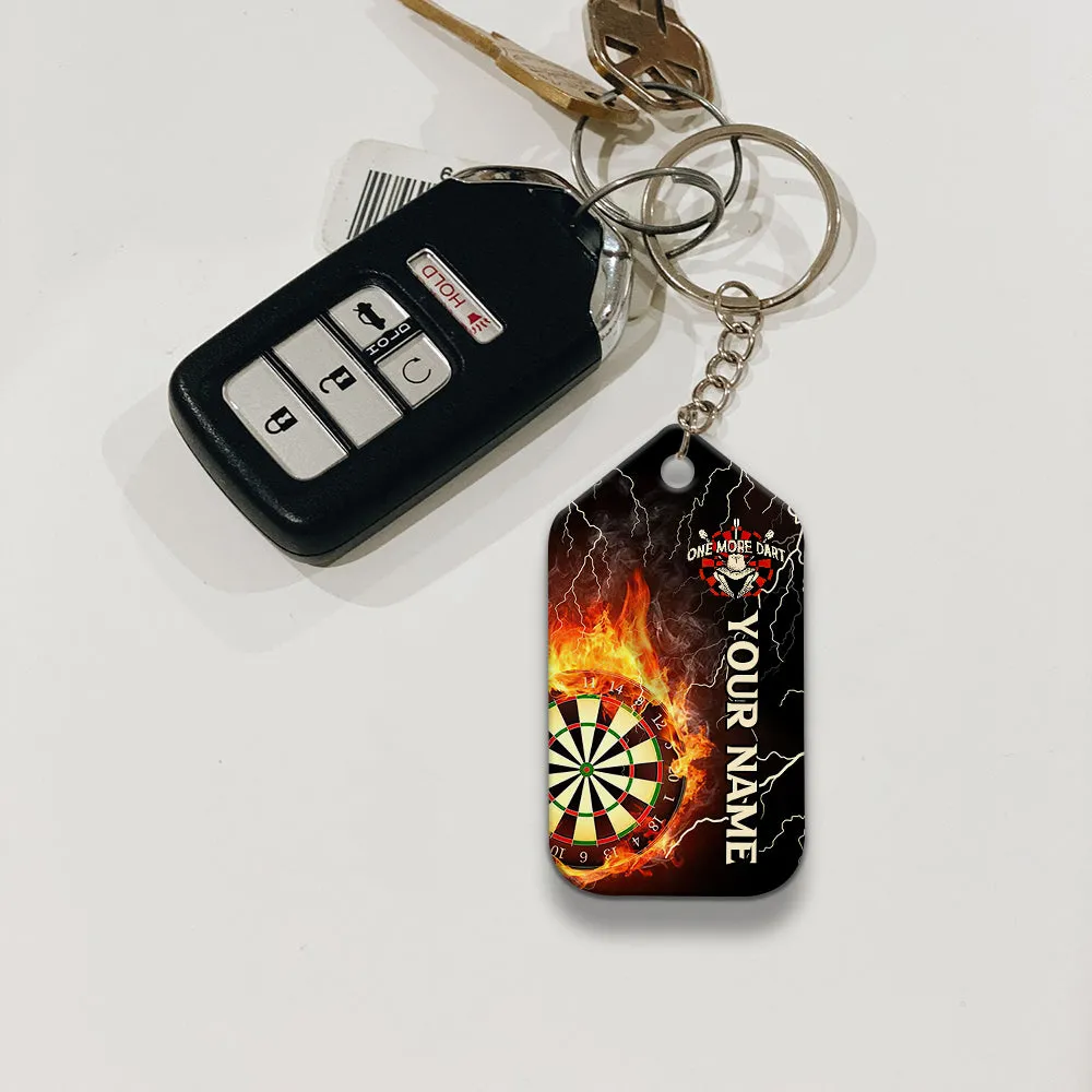 Thunder Flame Bullseye Dartboard Personalized Name 3D Dragon And Darts Keychain For Dart Team Player
