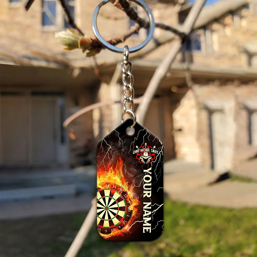 Thunder Flame Bullseye Dartboard Personalized Name 3D Dragon And Darts Keychain For Dart Team Player
