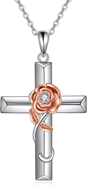 TIGER RIDER Cross Necklace 925 Sterling Silver Butterfly Crystal Cremation Urn Jewelry for Memorial Keepsake Necklace Gifts for Women