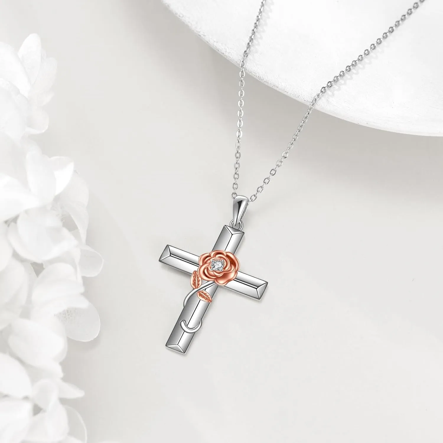 TIGER RIDER Cross Necklace 925 Sterling Silver Butterfly Crystal Cremation Urn Jewelry for Memorial Keepsake Necklace Gifts for Women