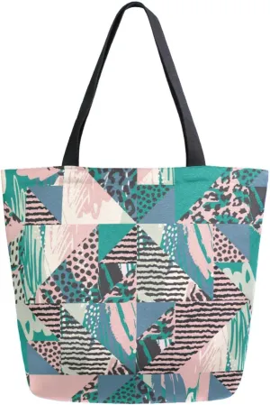 Tiger Strip Ethic Canvas Tote Bag Vintage Women Shoulder Bag Reusable Grocery Bags Large Handbag Travel Shopping Bag for School Nursing Gift Outdoors