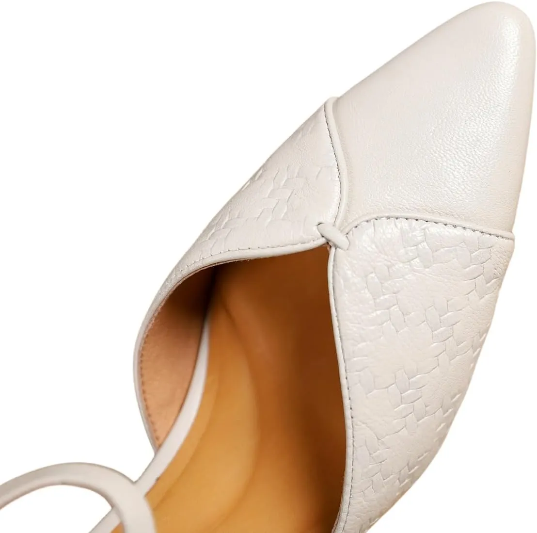 TinaCus Embossed Genuine Leather Women's Pointed Toe Handmade Chunky Heels Pumps Shoes with Belt Buckle