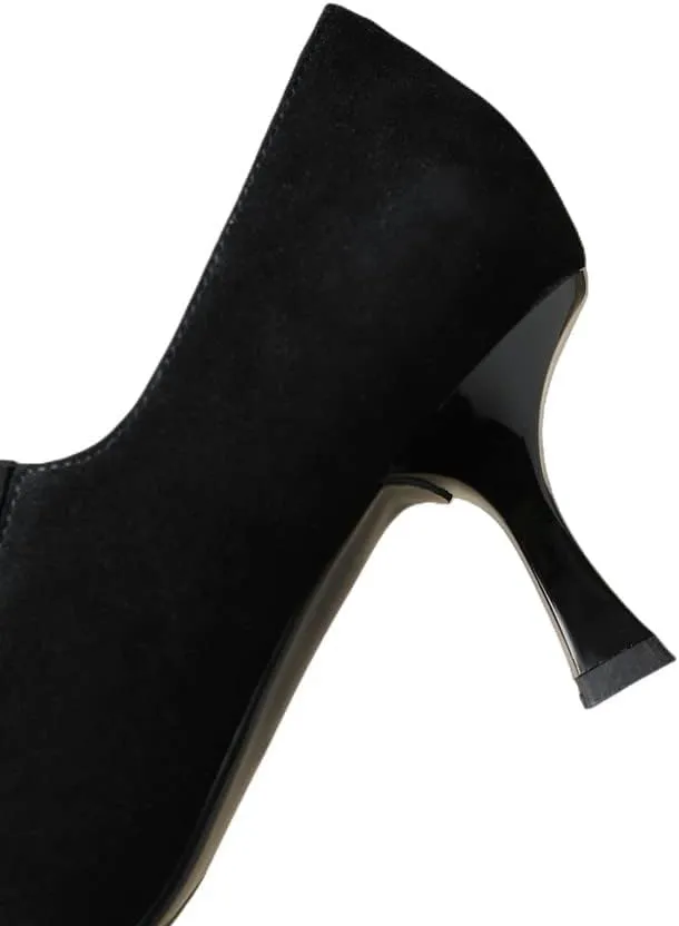 TinaCus Genuine/Suede Leather Handmade Pointed Toe Mid Spool Heels Women's Casual Pumps Shoes