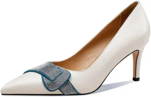 TinaCus Pointed Toe Genuine Leather Handmade Stiletto Heels Women's Slip On Dress Pumps Shoes