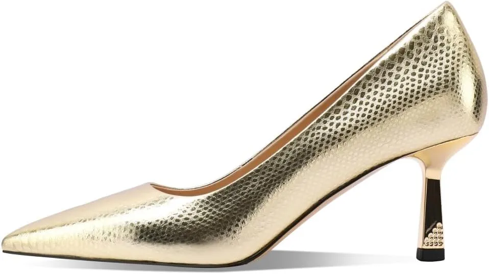 TinaCus Pointed Toe Genuine Leather Handmade Stiletto Mid Heels Women's Dress Pumps Shoes