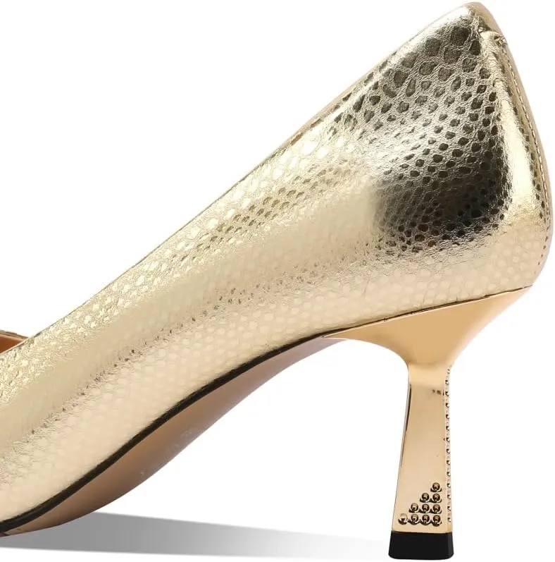 TinaCus Pointed Toe Genuine Leather Handmade Stiletto Mid Heels Women's Dress Pumps Shoes