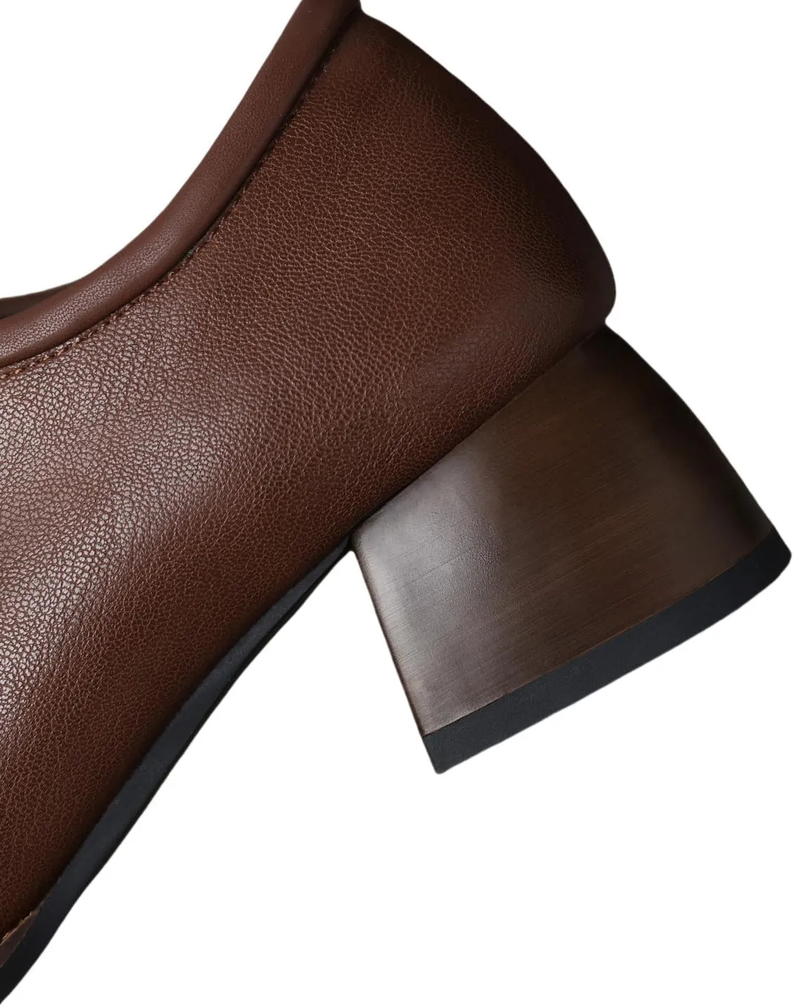 TinaCus Square Toe Genuine Leather Handmade Low Chunky Heels Women's Selftie Oxfords Shoes