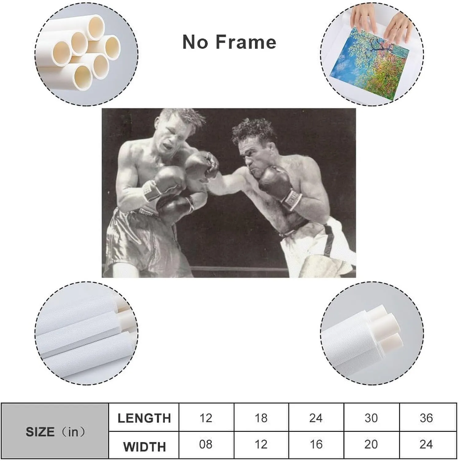 Tony Zale Boxing Poster (4) Wall Art Poster Scroll Canvas Painting Picture Living Room Decor Home Framed/Unframed 16x24inch(40x60cm)