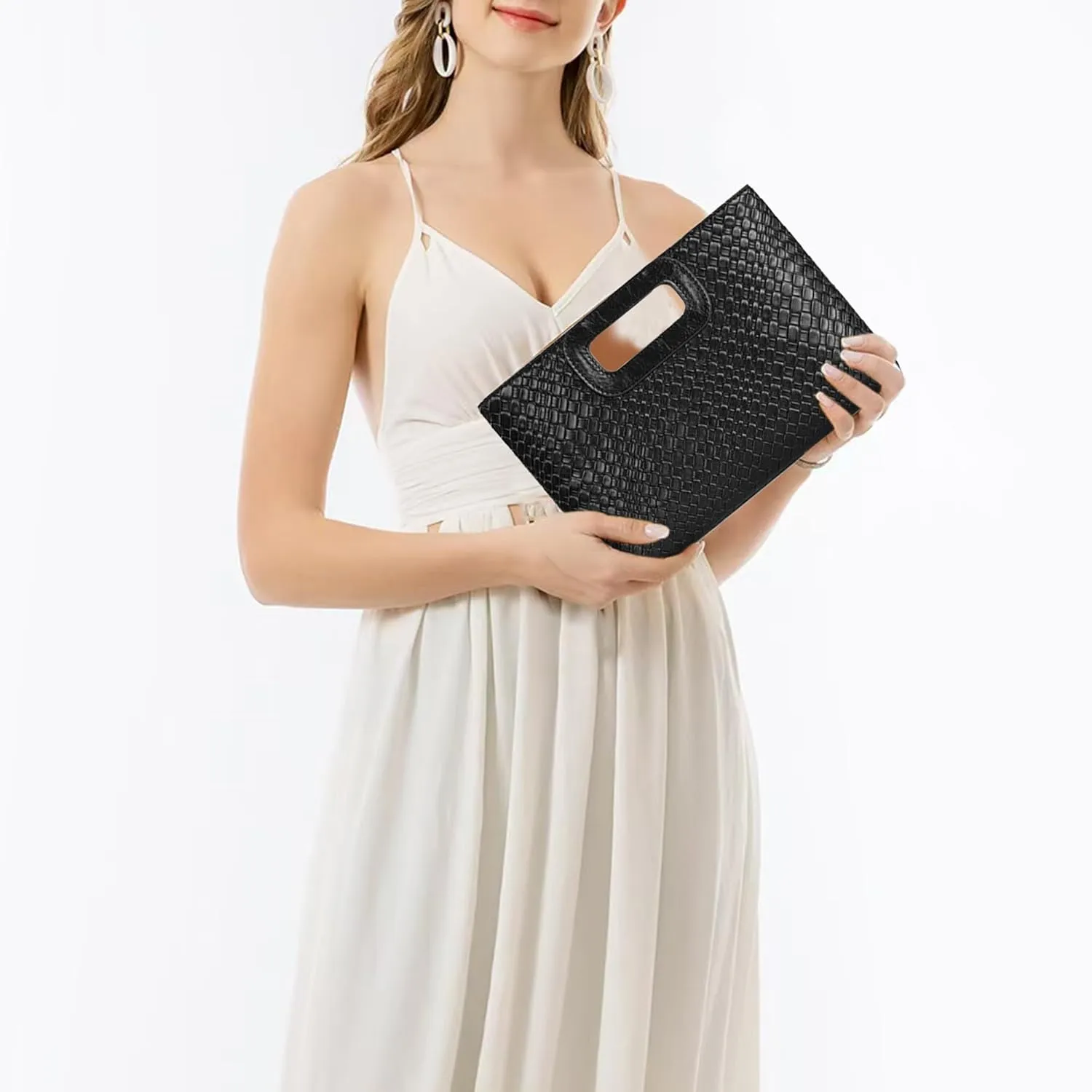 Top-Handle Clutch Purses for Women,Elegant PU Leather Evening bag for Prom, Cocktail, and Wedding