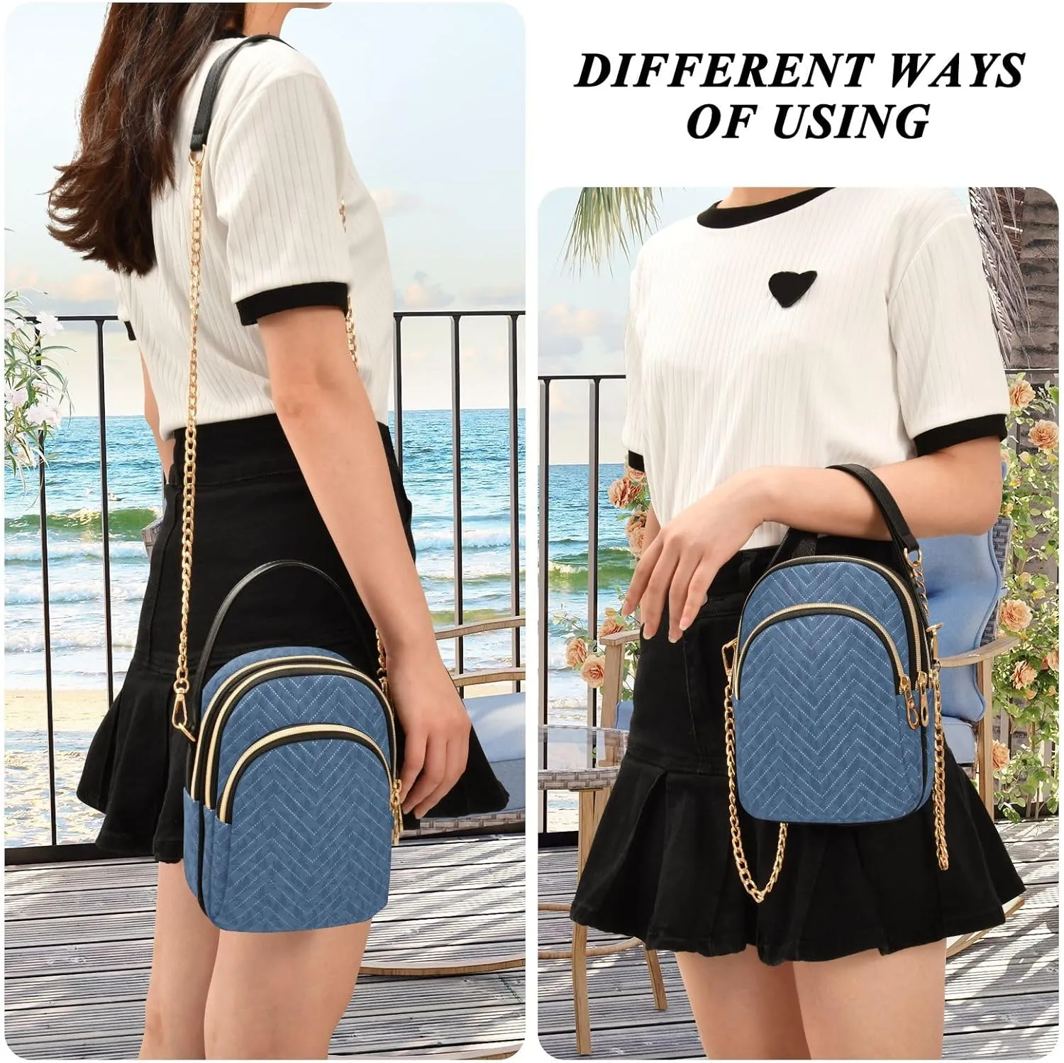 Top View of Beach with Sand Handbags for Women Crossbody Bag Shoulder Handbags