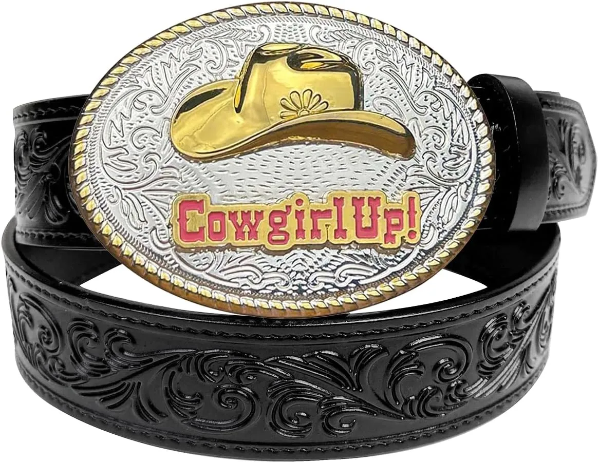 TOPACC Genuine Leather Western Belts for Womens Mens Cowboy Cowgirl Belts For Jeans Pants Rodeo Outfit