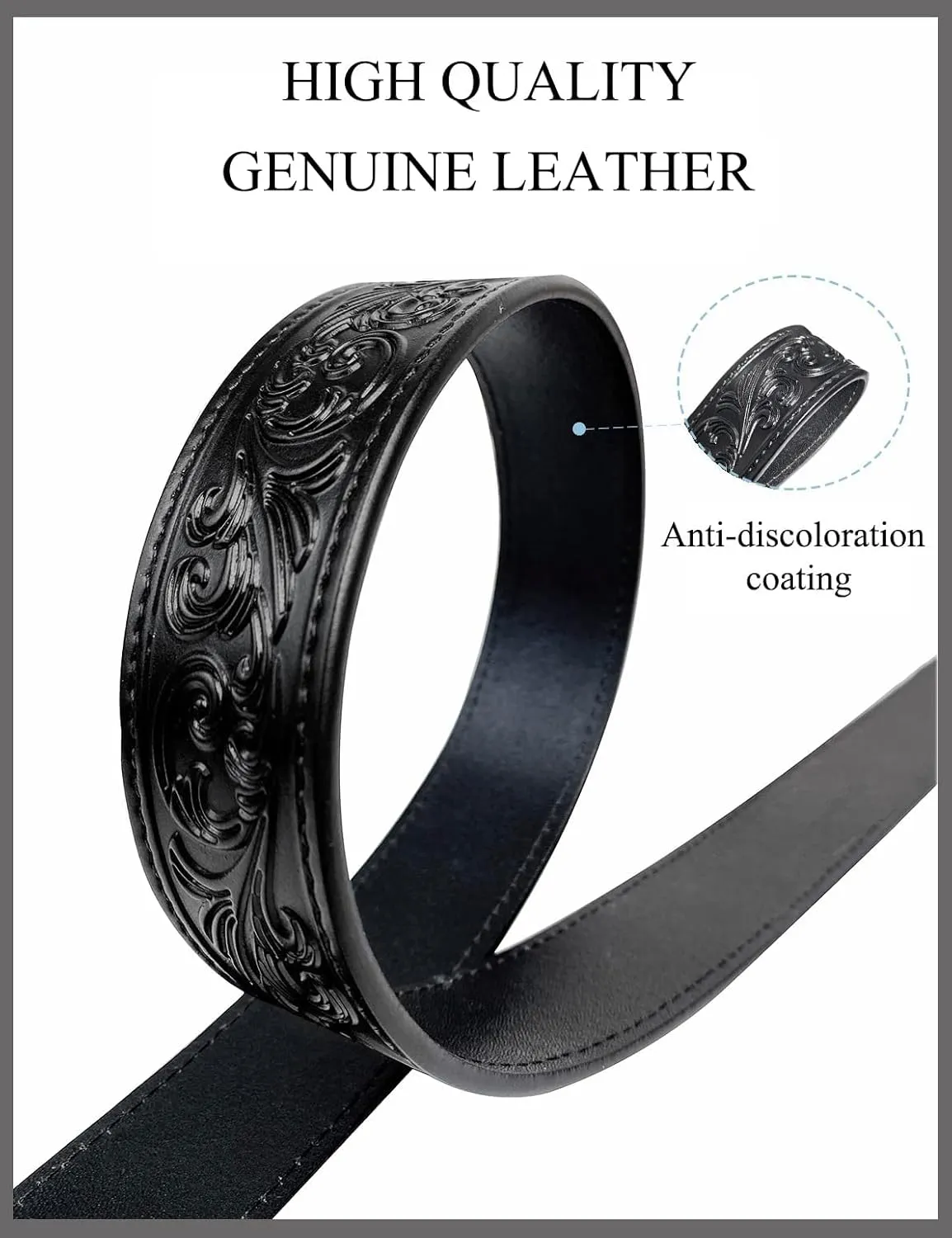 TOPACC Genuine Leather Western Belts for Womens Mens Cowboy Cowgirl Belts For Jeans Pants Rodeo Outfit