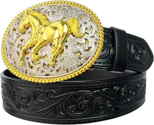 TOPACC Genuine Leather Western Belts for Womens Mens Cowboy Cowgirl Belts For Jeans Pants Rodeo Outfit