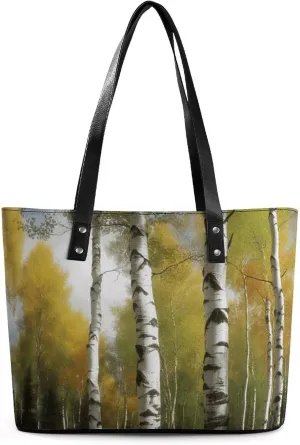 Tote Bag for Women Birch Trees Handbags Aesthetic Tote Fashion Shoulder Bags for Beach Work Travel