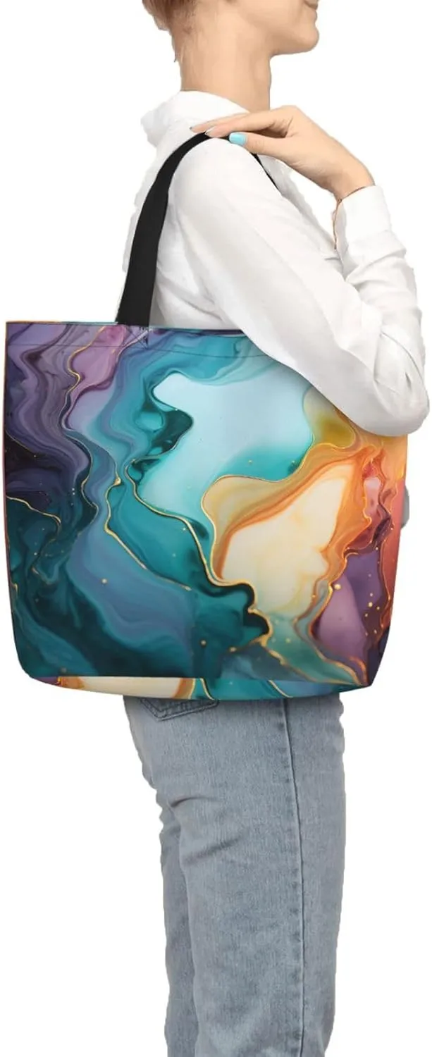 Tote Bag for Women Christmas Wood Shoulder Bag with Zipper Handbag Large Capacity Reusable Grocery Bag