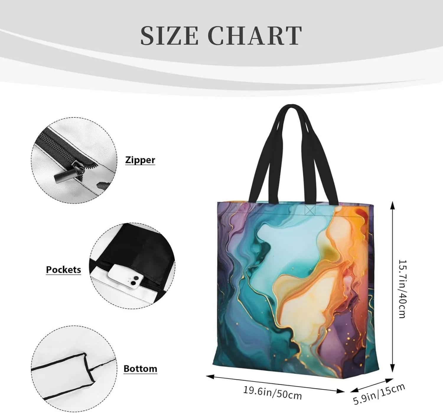 Tote Bag for Women Christmas Wood Shoulder Bag with Zipper Handbag Large Capacity Reusable Grocery Bag