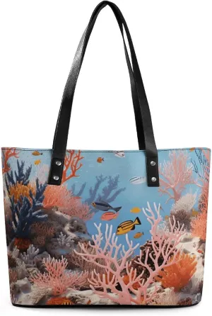 Tote Bag for Women Coral Reef Handbags Aesthetic Tote Fashion Shoulder Bags for Beach Work Travel