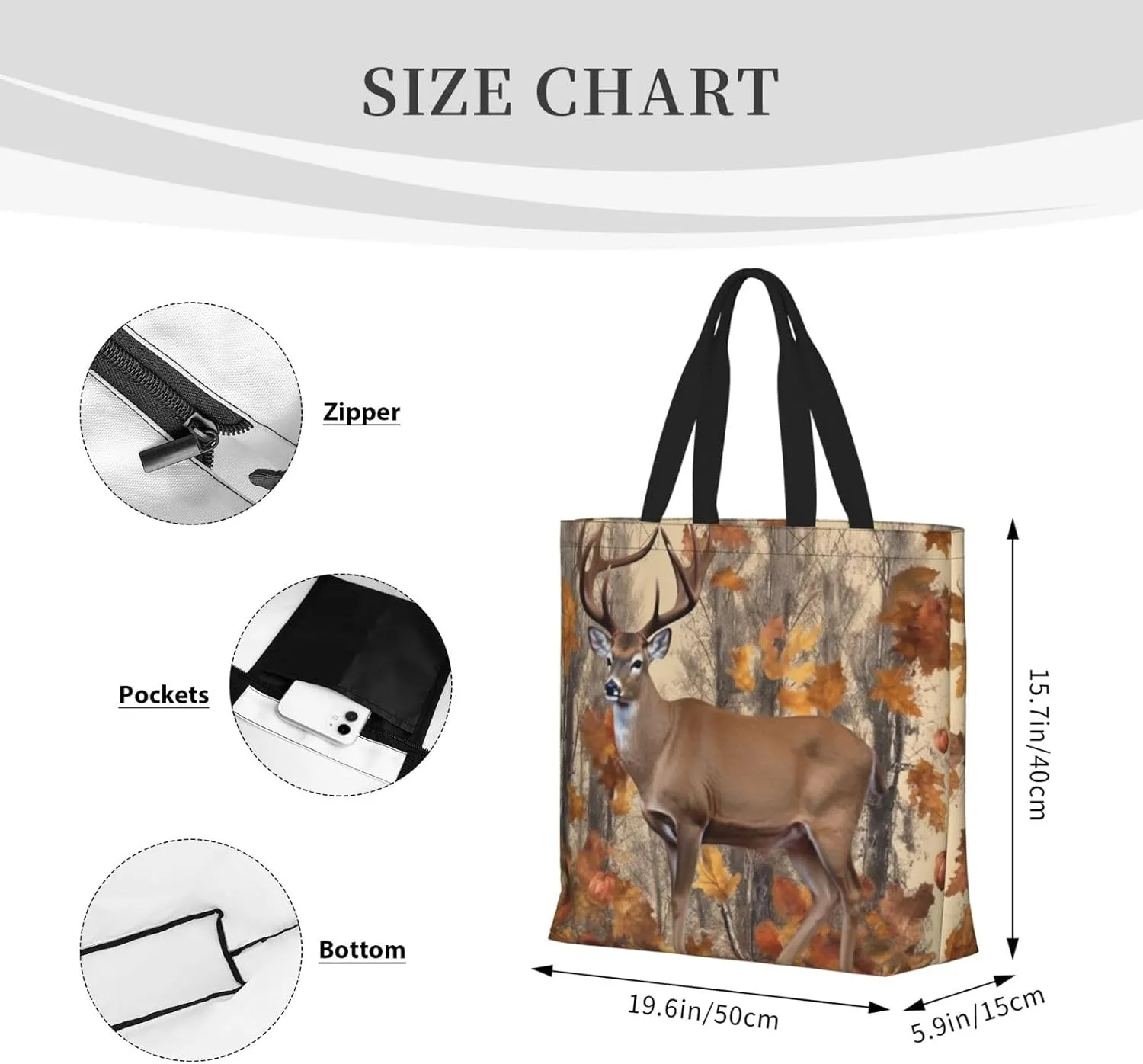 Tote Bag for Women Cute Pomeranian Shoulder Bag with Zipper Handbag Large Capacity Reusable Grocery Bag