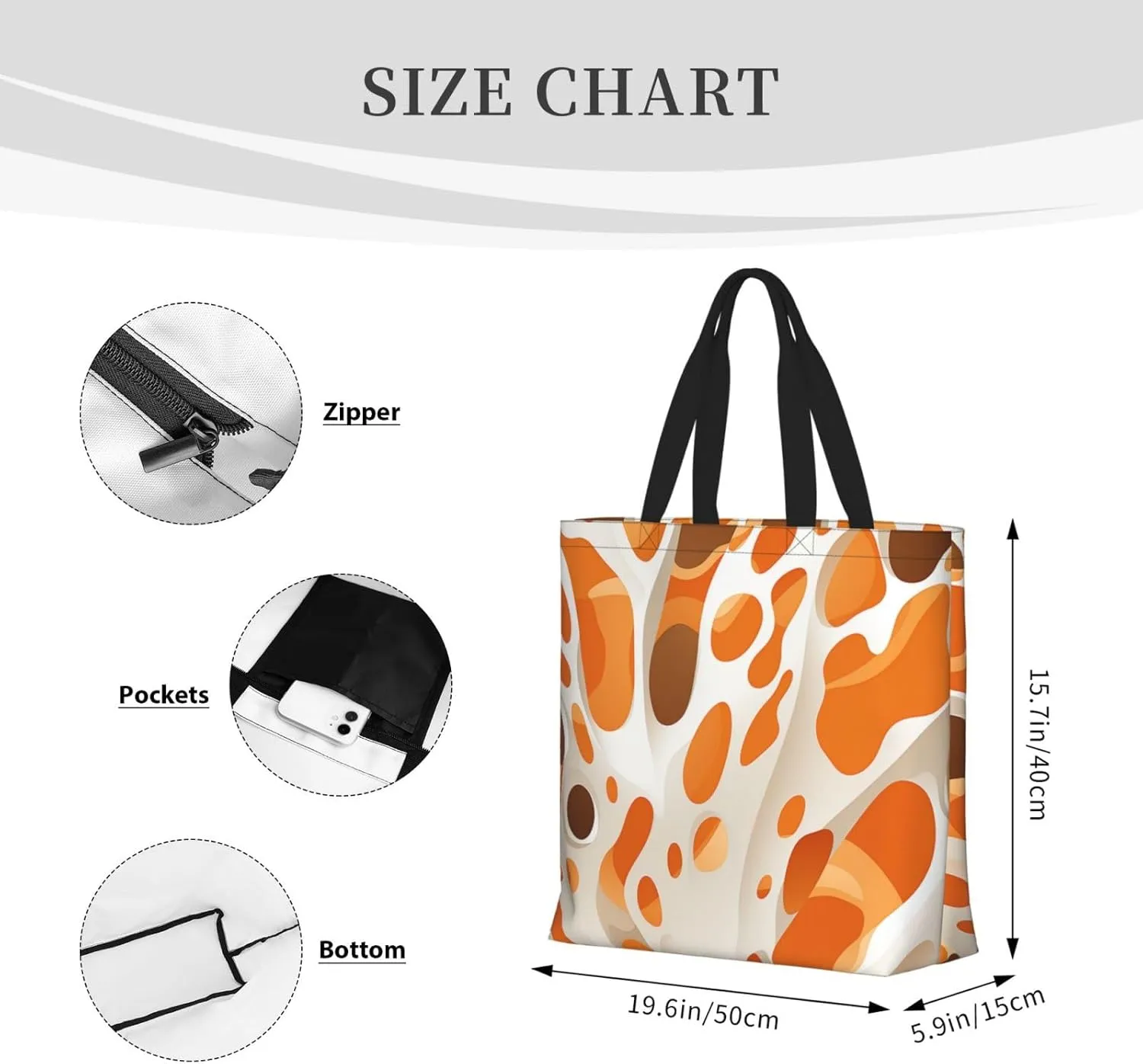 Tote Bag for Women Cute Pomeranian Shoulder Bag with Zipper Handbag Large Capacity Reusable Grocery Bag