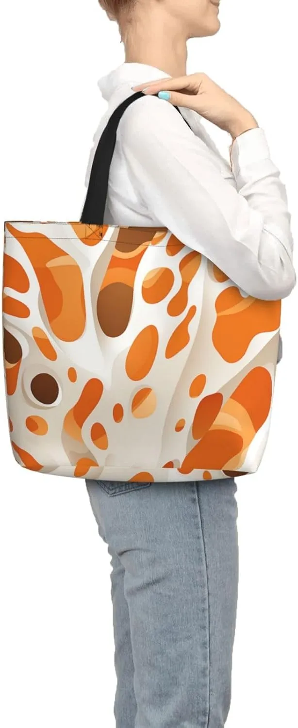 Tote Bag for Women Cute Pomeranian Shoulder Bag with Zipper Handbag Large Capacity Reusable Grocery Bag
