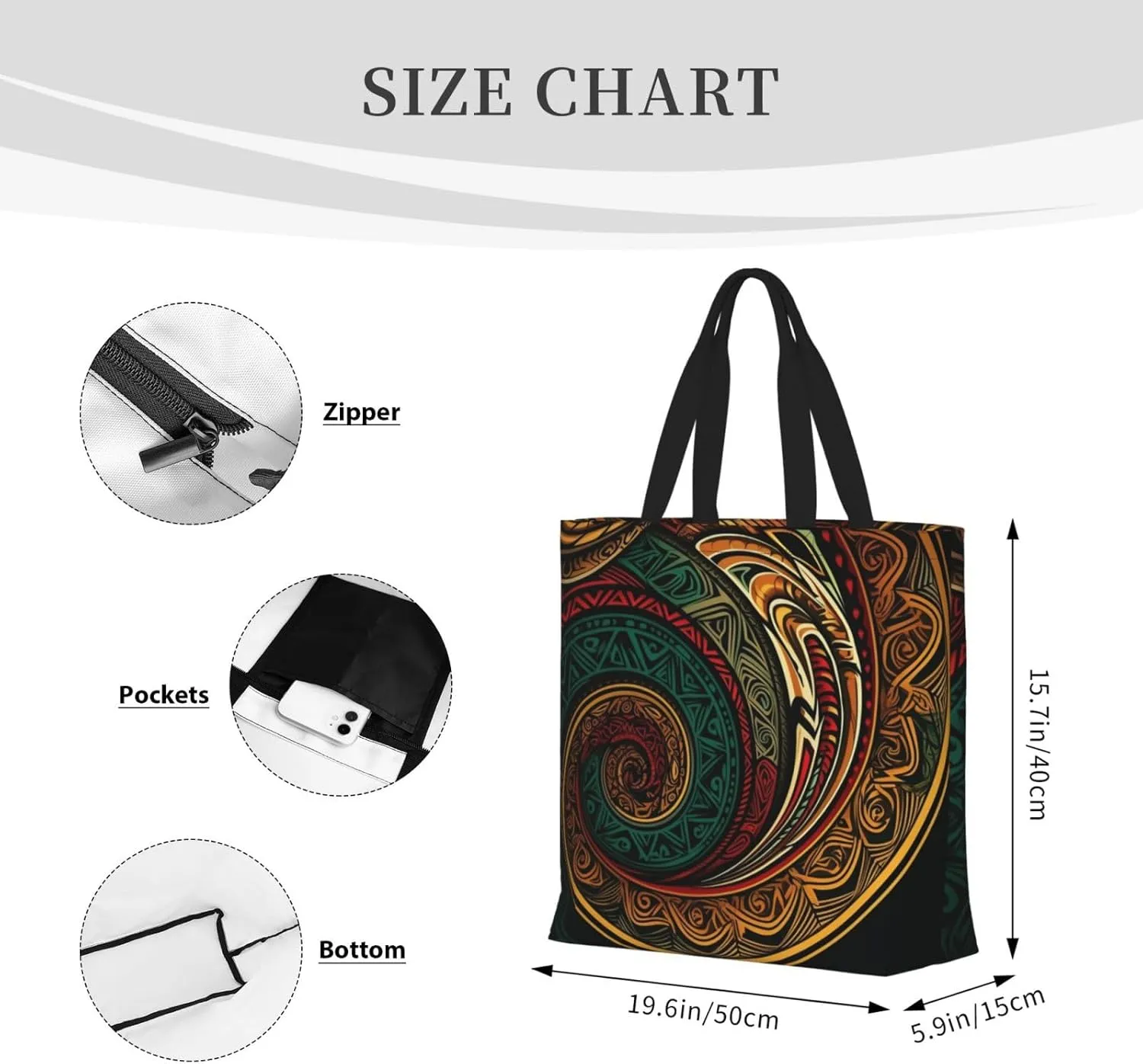 Tote Bag for Women Dolphin jumping in water Shoulder Bag with Zipper Handbag Large Capacity Reusable Grocery Bag