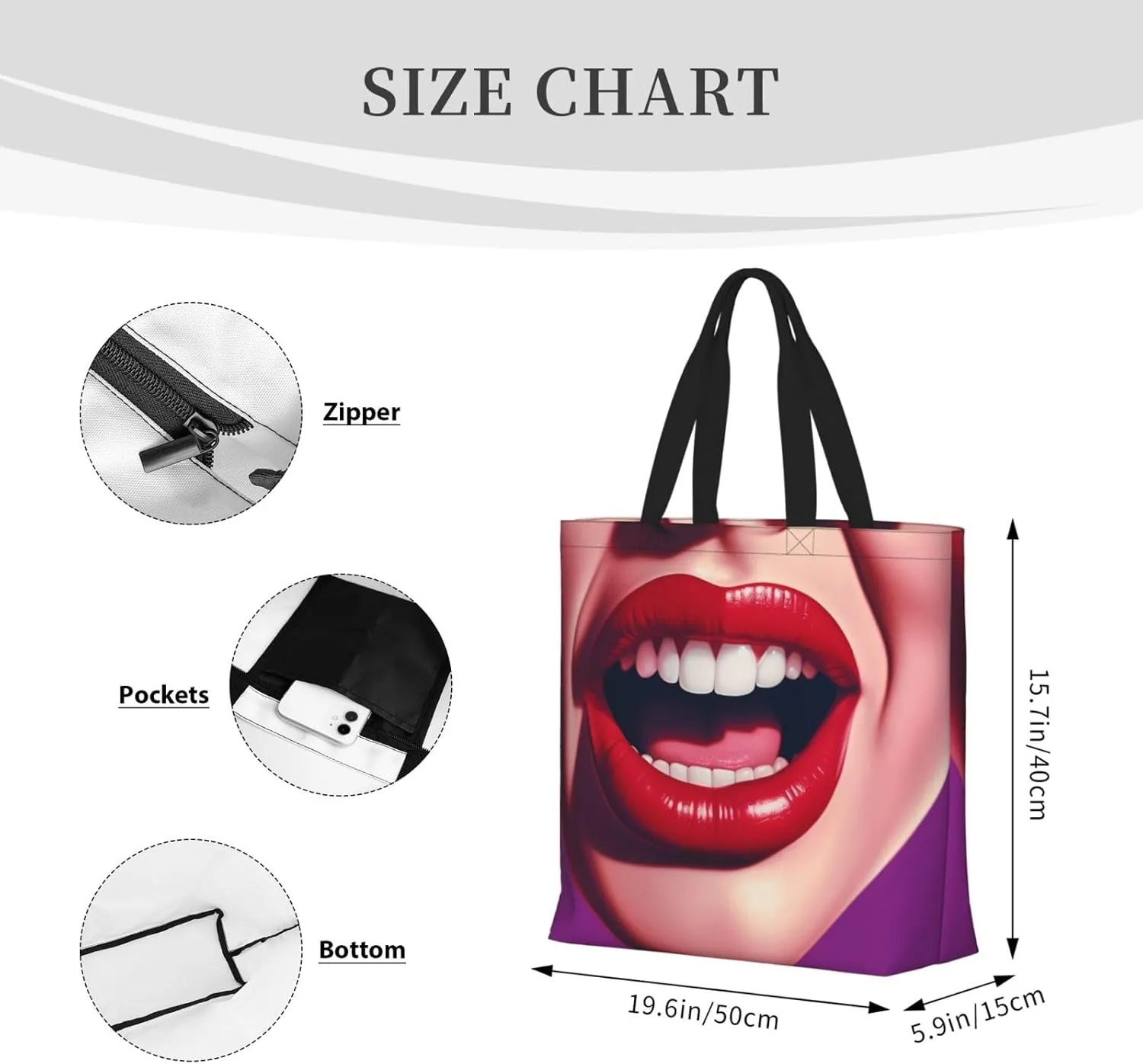 Tote Bag for Women Dolphin jumping in water Shoulder Bag with Zipper Handbag Large Capacity Reusable Grocery Bag