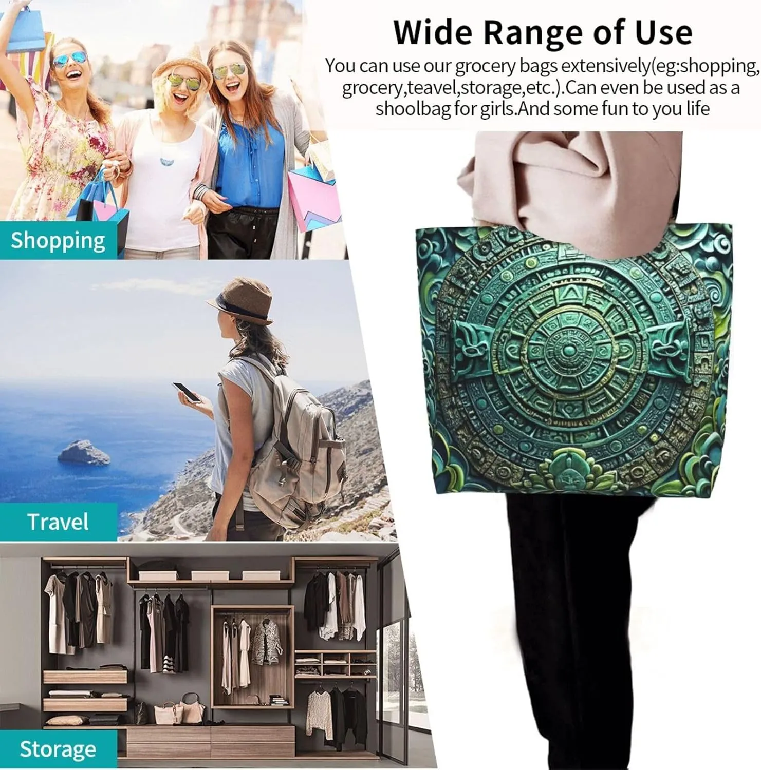 Tote Bag for Women Modern Mid Century Grocery Bag Foldable Shopping Bags Reusable Large Tote Bag