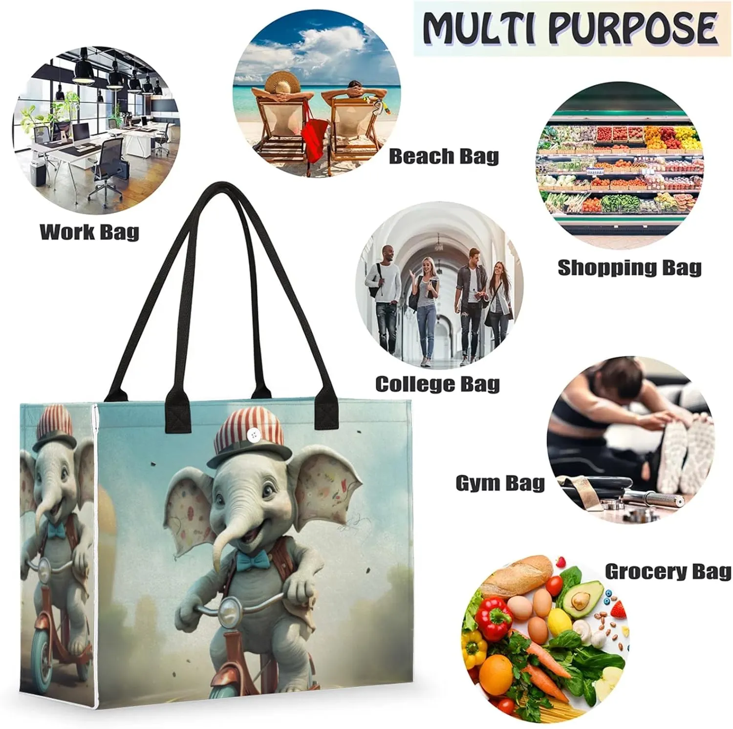 Tote Bag for Women Reusable Canvas Shoulder Bag