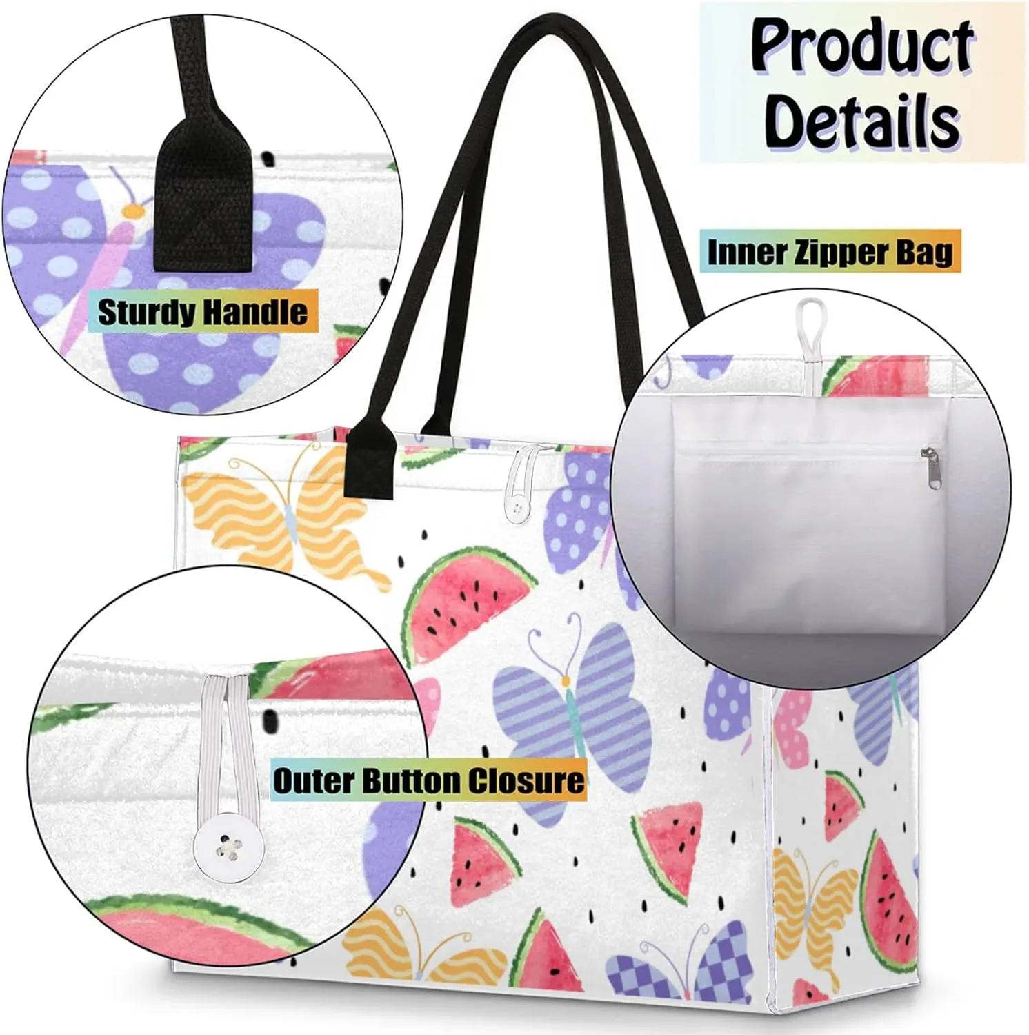 Tote Bag for Women Reusable Canvas Shoulder Bag