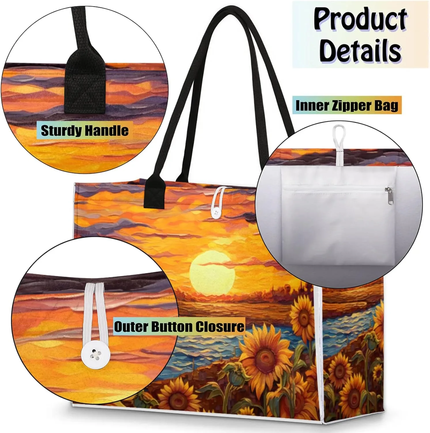 Tote Bag for Women Reusable Canvas Shoulder Bag