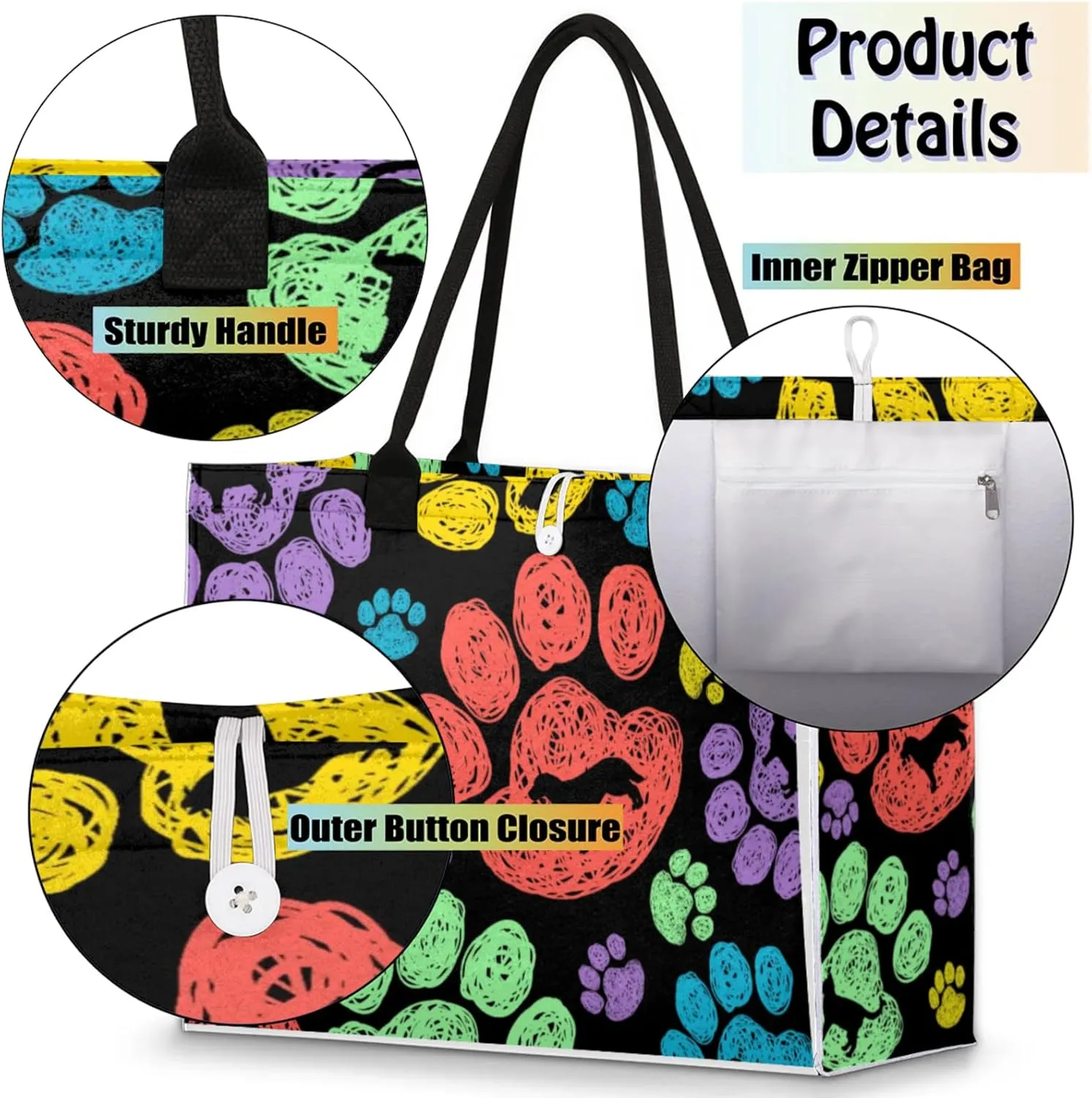Tote Bag for Women Reusable Canvas Shoulder Bag