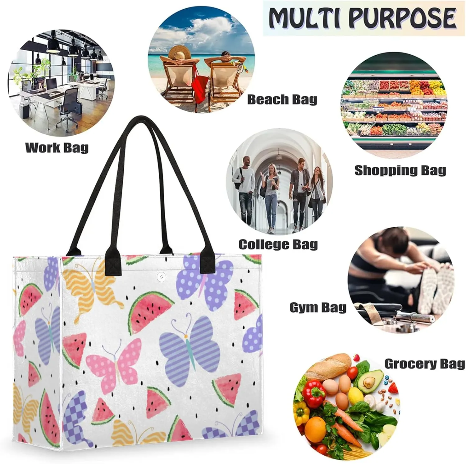 Tote Bag for Women Reusable Canvas Shoulder Bag