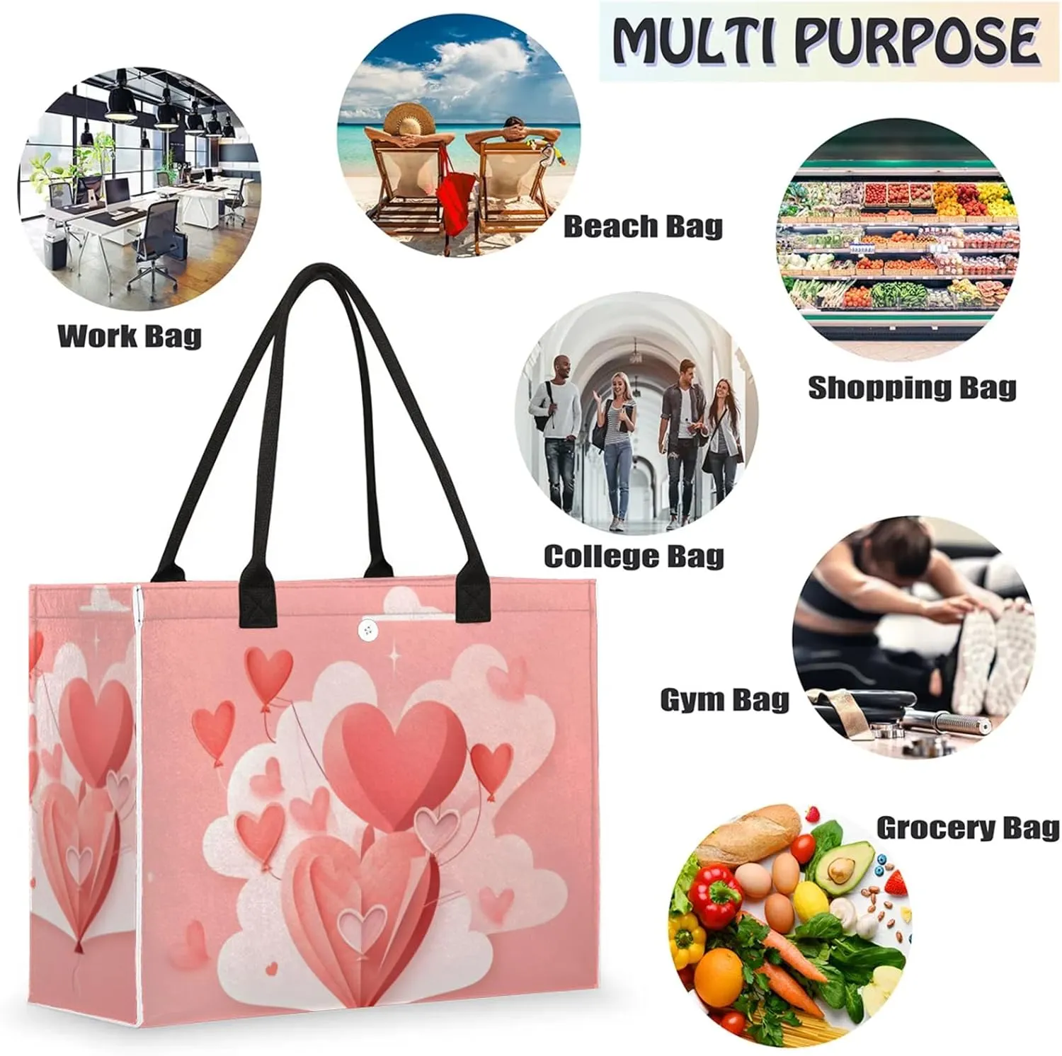 Tote Bag for Women Reusable Canvas Shoulder Bag