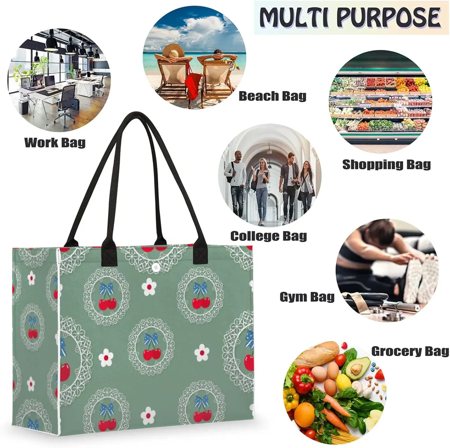 Tote Bag for Women Reusable Canvas Shoulder Bag